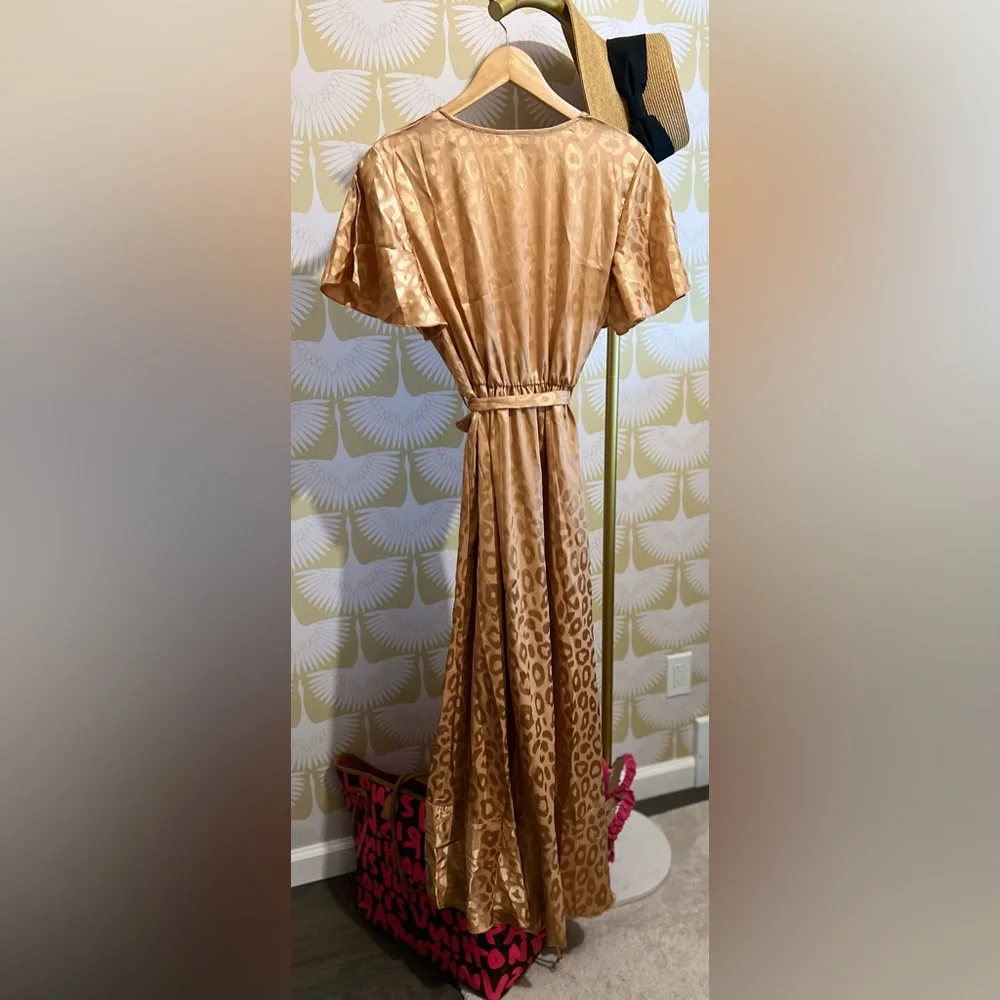 Chiffon V Neck Ruffle Midi Dress / Beach Wrap Dress - Picture 7 of 11